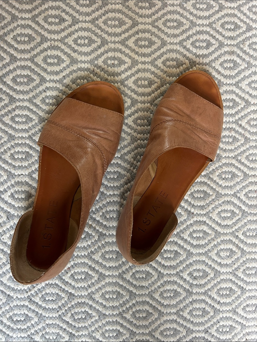 1. State Brown Leather Open-Toe Slingback Sandals